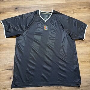 Nike Mens MEDIUM Court Breathe Slam Tennis Black White Mesh Shirt Top CK9799-010